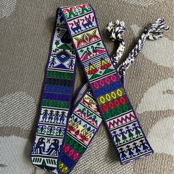 Vintage Woven Sash Dance Belt Wide With Fringe Tie Bright Colors Boho Festival main image 9